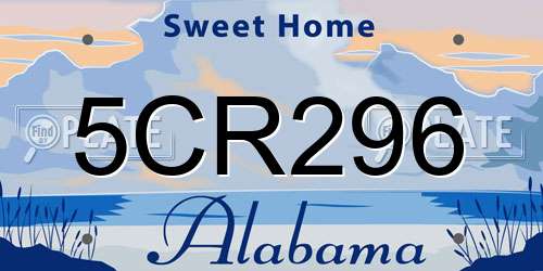 5CR296 Alabama License Plate