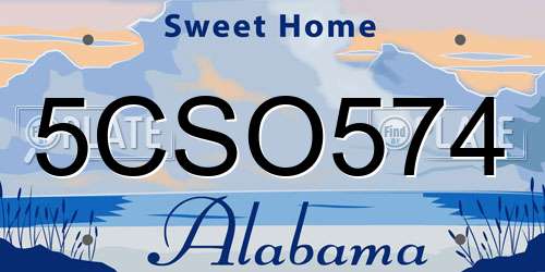 5CSO574 Alabama License Plate