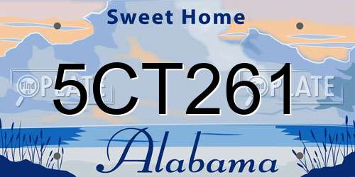 5CT261 Alabama License Plate