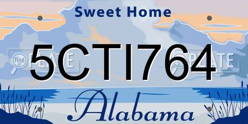 5CTI764 Alabama License Plate