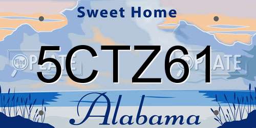 5CTZ61 Alabama License Plate