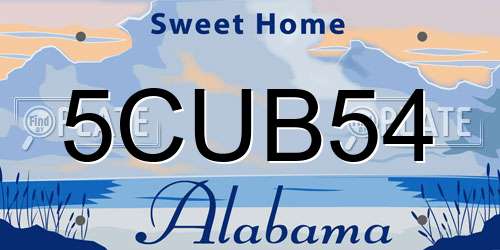 5CUB54 Alabama License Plate