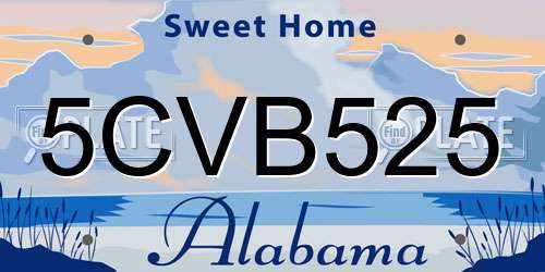 5CVB525 Alabama License Plate