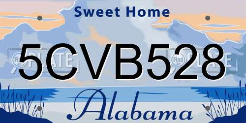 5CVB528 Alabama License Plate