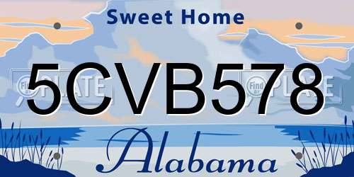 5CVB578 Alabama License Plate