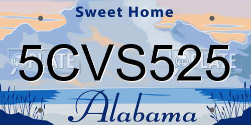 5CVS525 Alabama License Plate