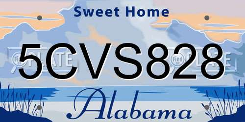 5CVS828 Alabama License Plate