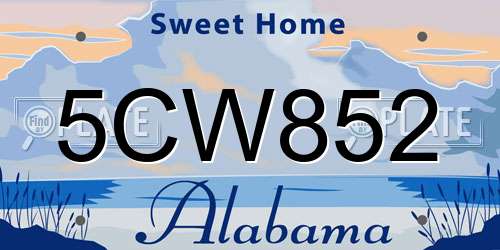 5CW852 Alabama License Plate