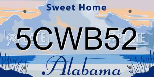 5CWB52 Alabama License Plate