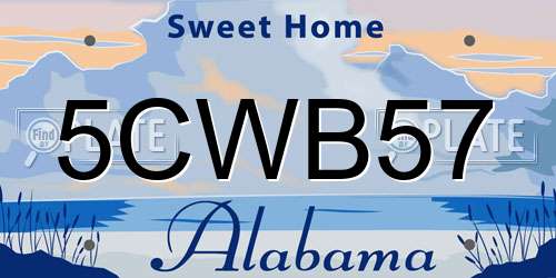 5CWB57 Alabama License Plate