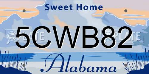 5CWB82 Alabama License Plate