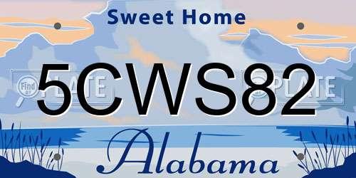 5CWS82 Alabama License Plate