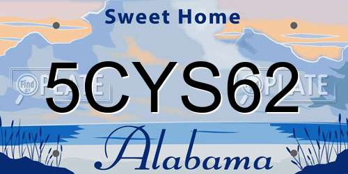 5CYS62 Alabama License Plate