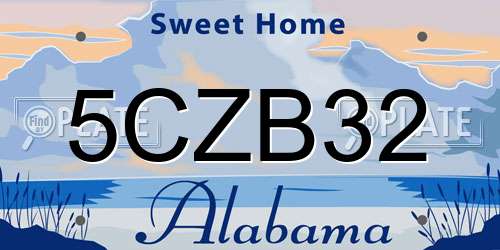 5CZB32 Alabama License Plate