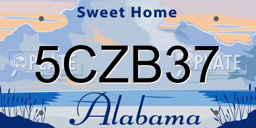 5CZB37 Alabama License Plate