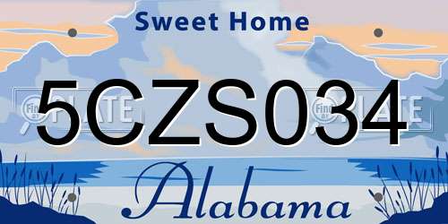 5CZS034 Alabama License Plate