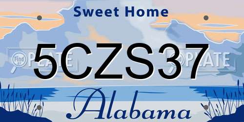 5CZS37 Alabama License Plate