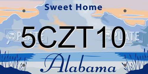 5CZT10 Alabama License Plate