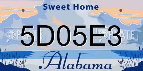 5D05E3 Alabama License Plate