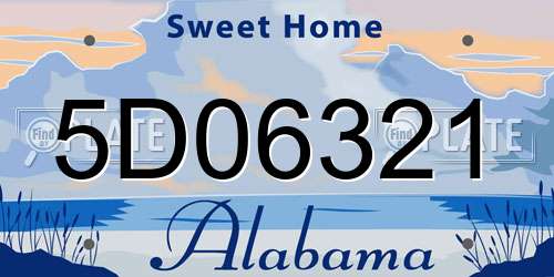 5D06321 Alabama License Plate