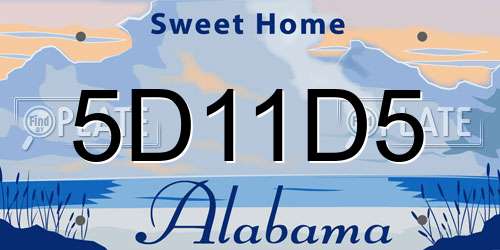 5D11D5 Alabama License Plate