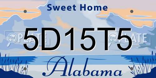 5D15T5 Alabama License Plate
