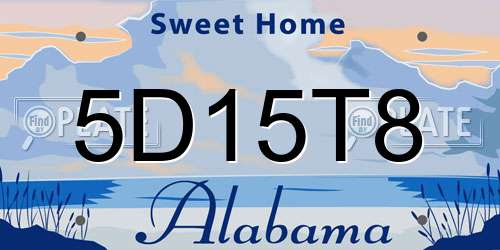 5D15T8 Alabama License Plate