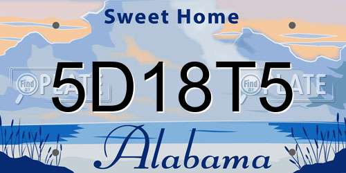 5D18T5 Alabama License Plate