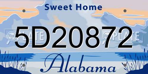 5D20872 Alabama License Plate