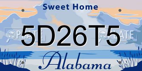5D26T5 Alabama License Plate