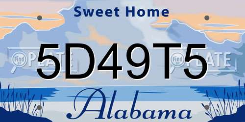 5D49T5 Alabama License Plate