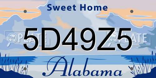 5D49Z5 Alabama License Plate