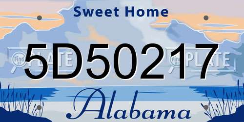 5D50217 Alabama License Plate