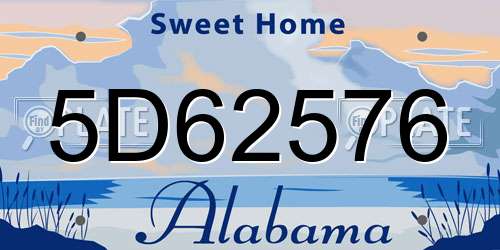 5D62576 Alabama License Plate