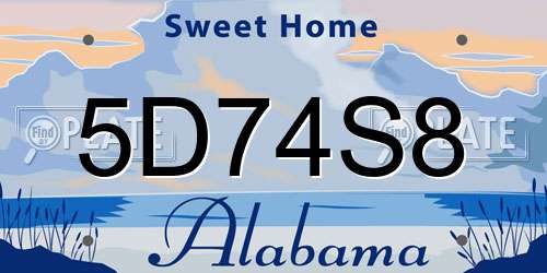 5D74S8 Alabama License Plate