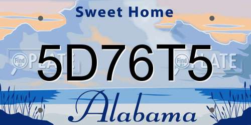 5D76T5 Alabama License Plate