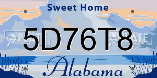 5D76T8 Alabama License Plate