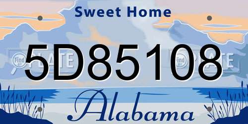 5D85108 Alabama License Plate