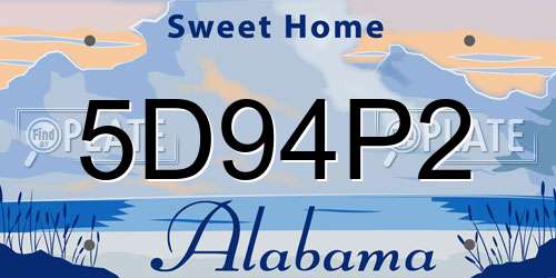 5D94P2 Alabama License Plate