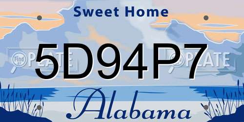 5D94P7 Alabama License Plate