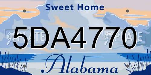 5DA4770 Alabama License Plate
