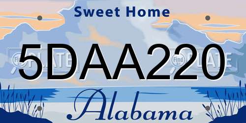 5DAA220 Alabama License Plate