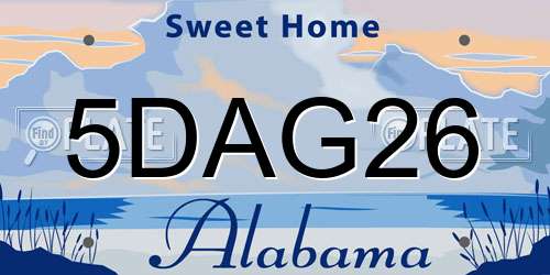 5DAG26 Alabama License Plate