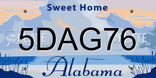 5DAG76 Alabama License Plate