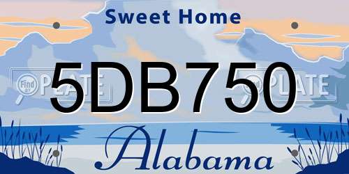 5DB750 Alabama License Plate