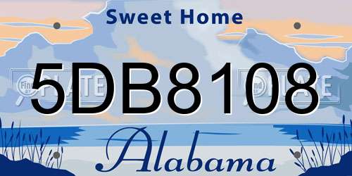5DB8108 Alabama License Plate