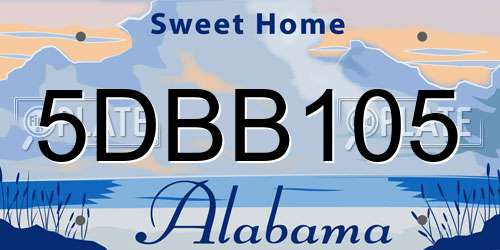 5DBB105 Alabama License Plate