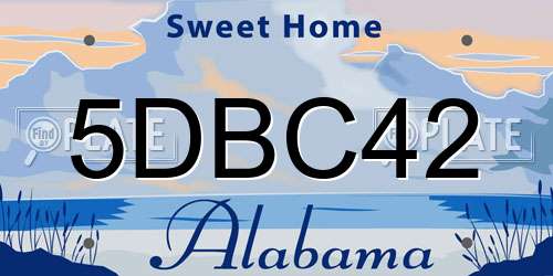 5DBC42 Alabama License Plate