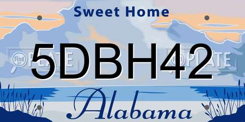 5DBH42 Alabama License Plate