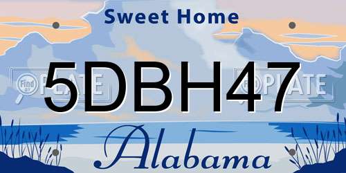 5DBH47 Alabama License Plate